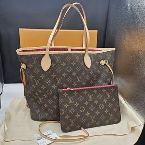 New Authentic Louis Vuitton Neverfull MM With Pivoine pink interio